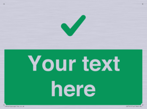 Custom green background, green tick sign